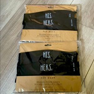 Rae Dunn “His.” “Hers.” Face masks 2-pack